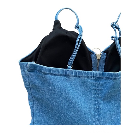 Juniors Jeans mini dress zip up padded size Small - Picture 2 of 3